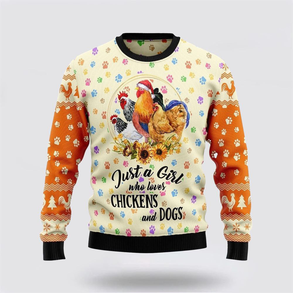 Chickens And Dogs Ugly Christmas Sweater Christmas Gift For Dog Love Christmas Gift Idea