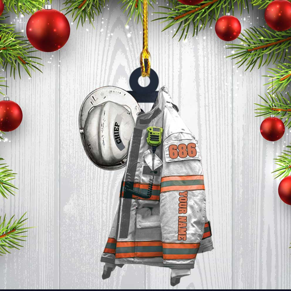 Chief Firefighter Uniform Christmas Ornament Custom Acrylic Firefighter Ornament for Him