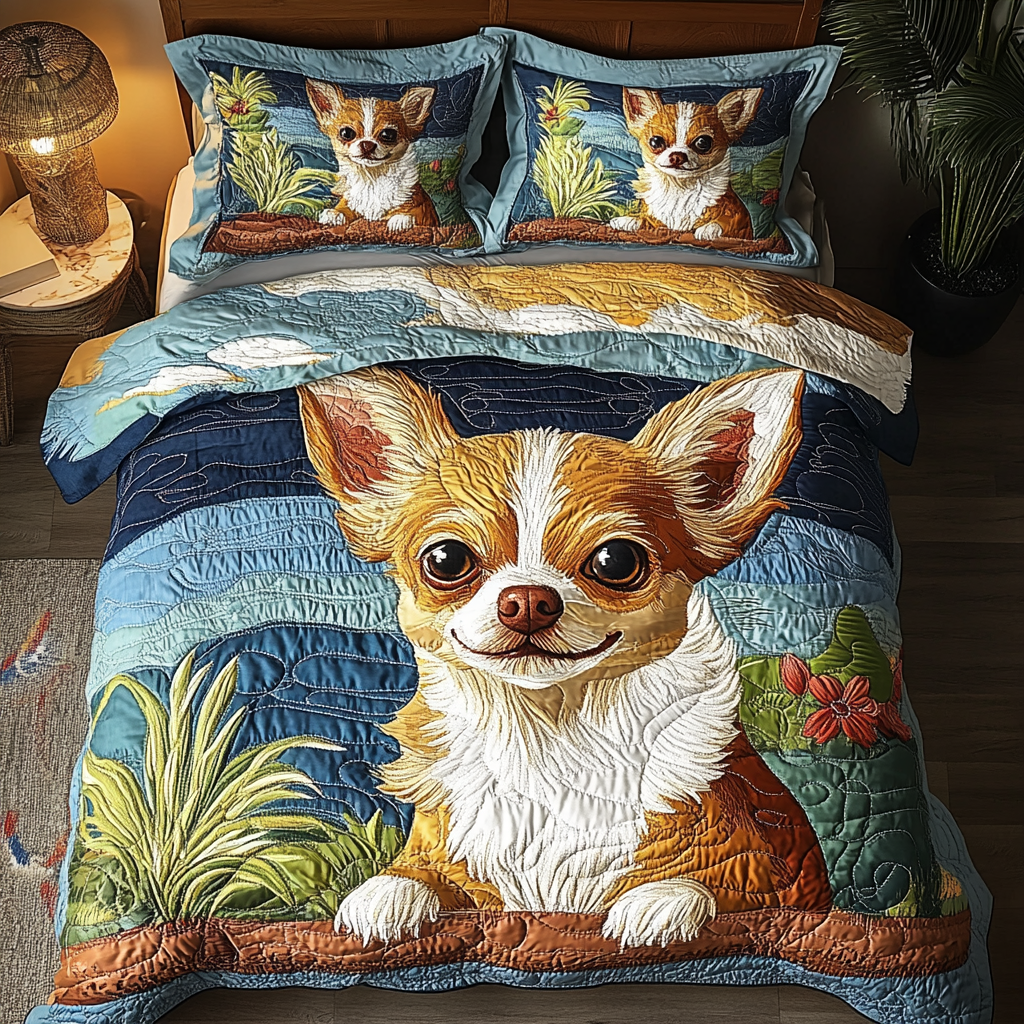 Chihuahua Charm Quilted Bedding Set Home Comfort Bedding Set That Everyone Will Love