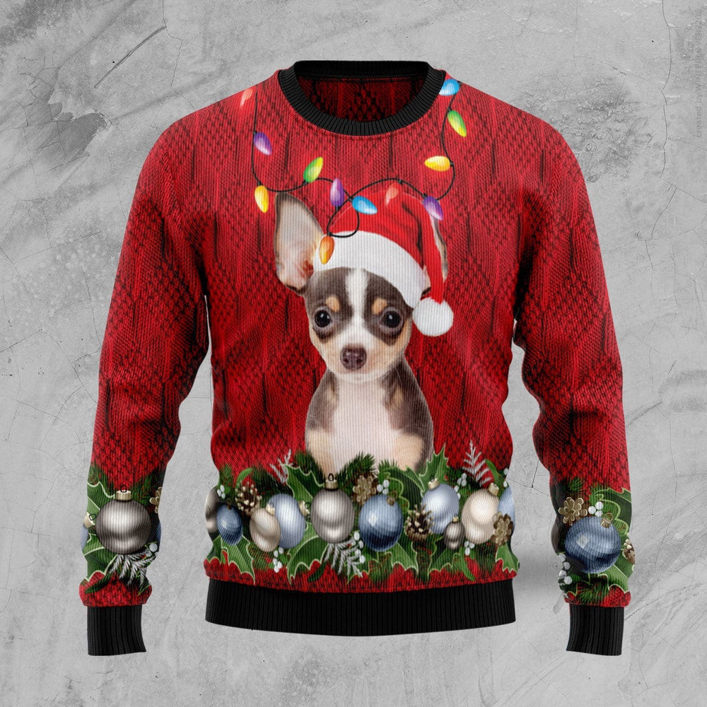 Chihuahua Christmas Beauty Unisex Womens Mens Couples Matching Friends Funny Family Ugly Christmas Holiday Sweater Gifts