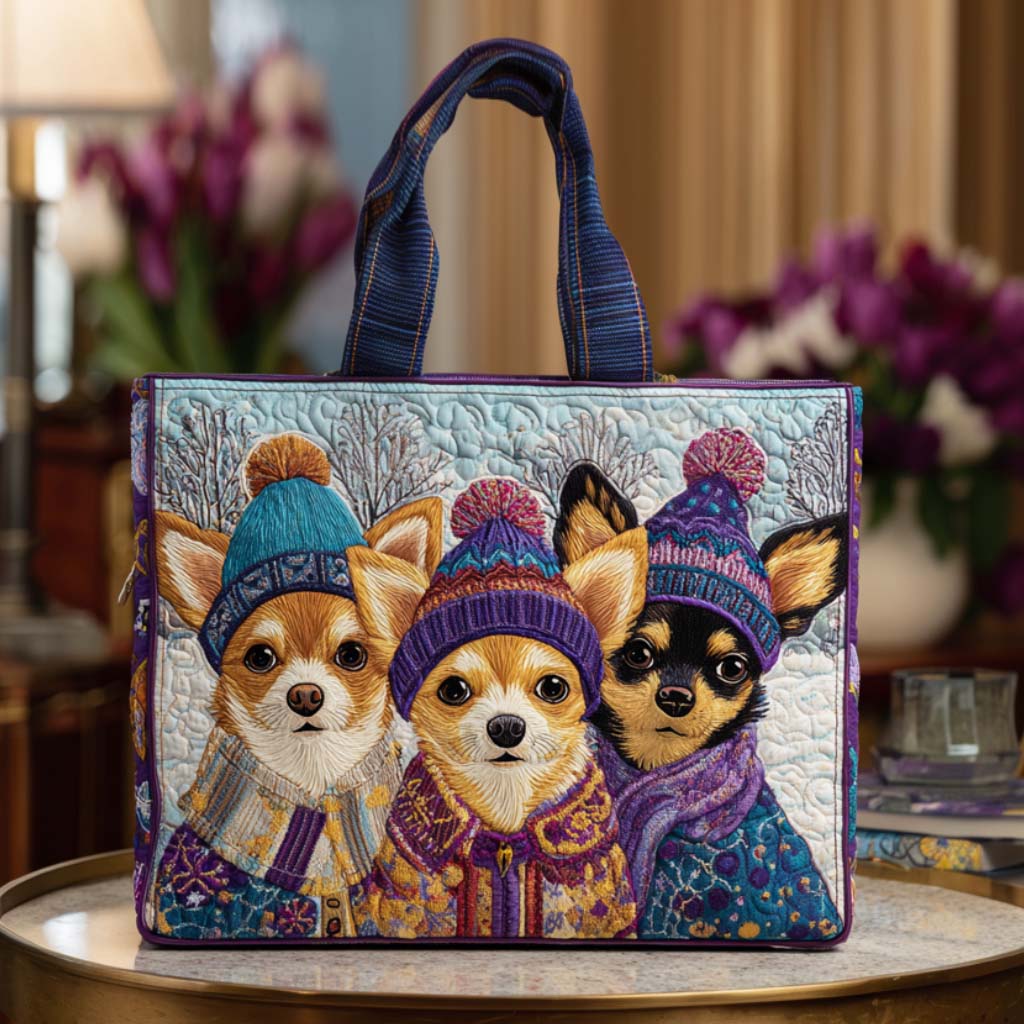 Chihuahua Friends Quilted Tote Bag Cool Gifts For Dog