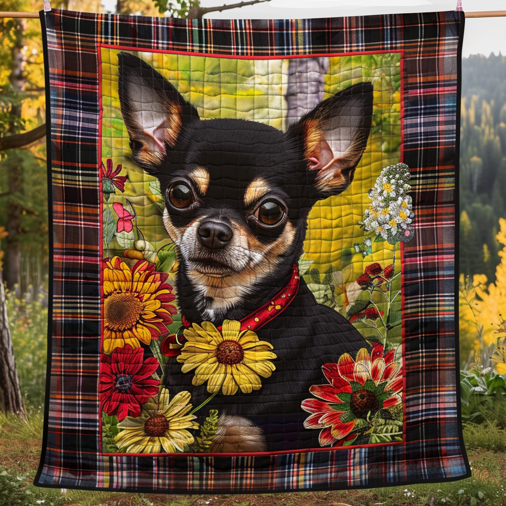 Chihuahua Garden Quilted Blanket Gifts For Dog Lovers