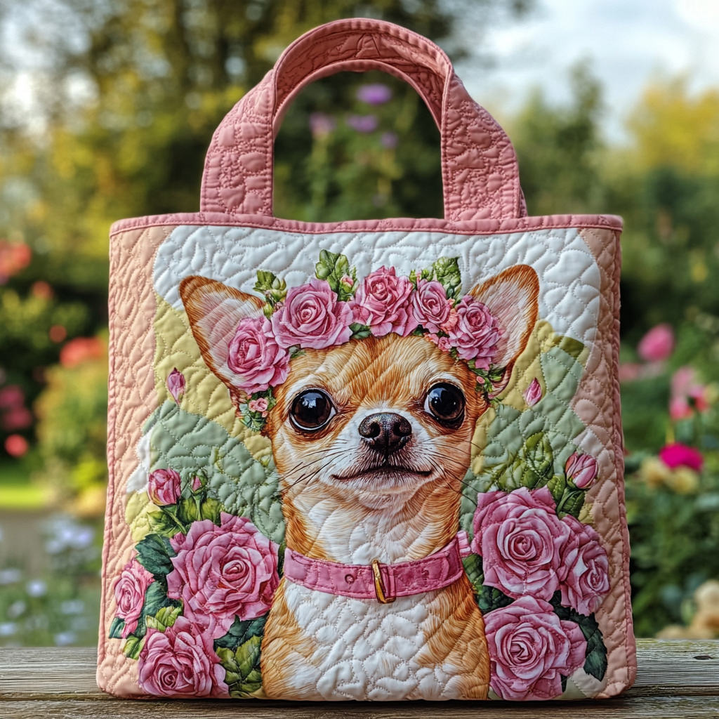 Chihuahua Glow Quilted Tote Bag Cool Gifts For Dog Owners