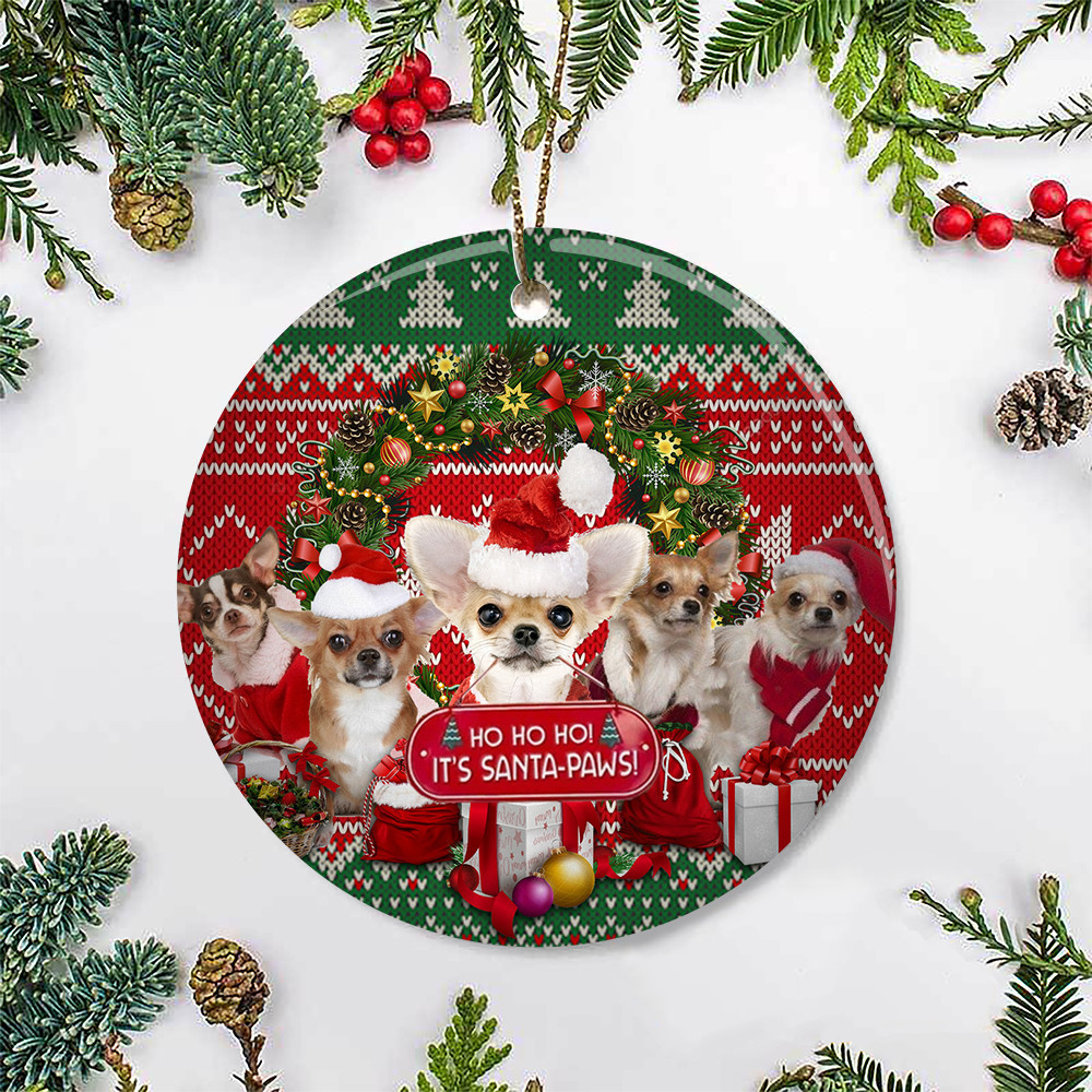 Chihuahua Ho Ho Ho It's Santa Paws Ornament Chihuahua Lovers Christmas Tree Decorating Ideas