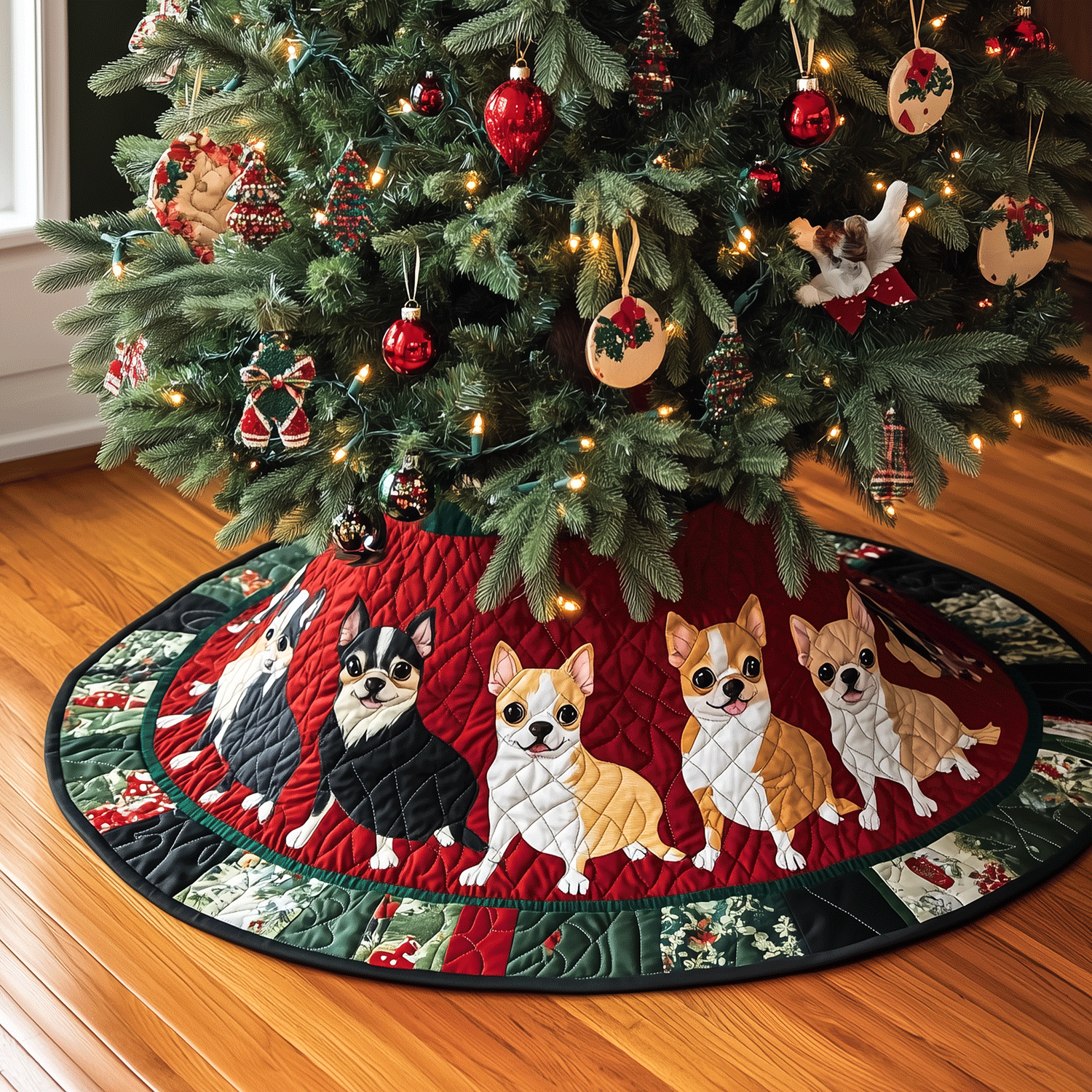Chihuahua Holiday Quilted Christmas Tree Skirt Christmas Holiday Decor Home