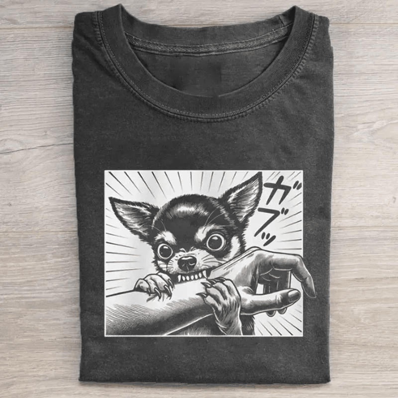 Chihuahua Manga Bite T-Shirt Funny Chihuahua Dog Lover Tee Anime Dog Art Shirt Best Gift For Chihuahua Owners