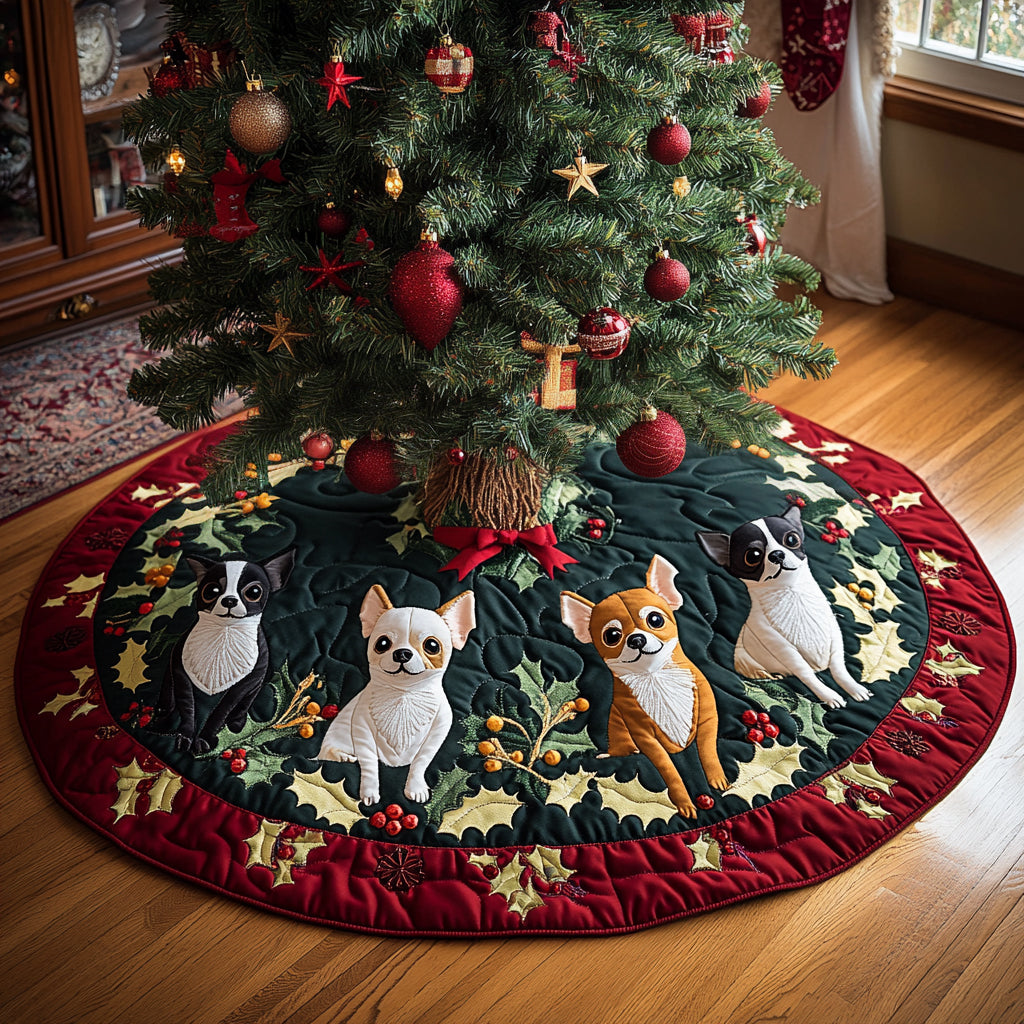 Chihuahua Miracle Quilted Christmas Tree Skirt Holiday Decorations Chihuahua Mom Gifts