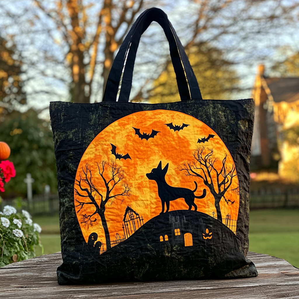 Chihuahua Moon Quilted Tote Bag Cute Gifts For Dog Lovers Owners