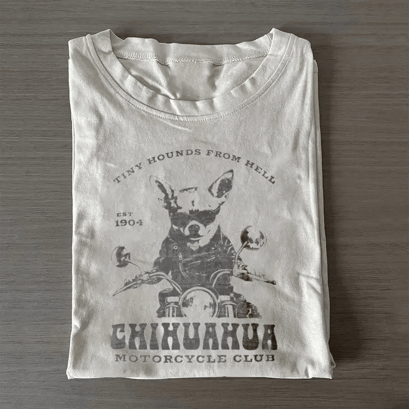 Chihuahua Motorcycle Club T-Shirt Tiny Hounds From Hell Funny Dog Lover Tee Best Gift For Chihuahua Owners