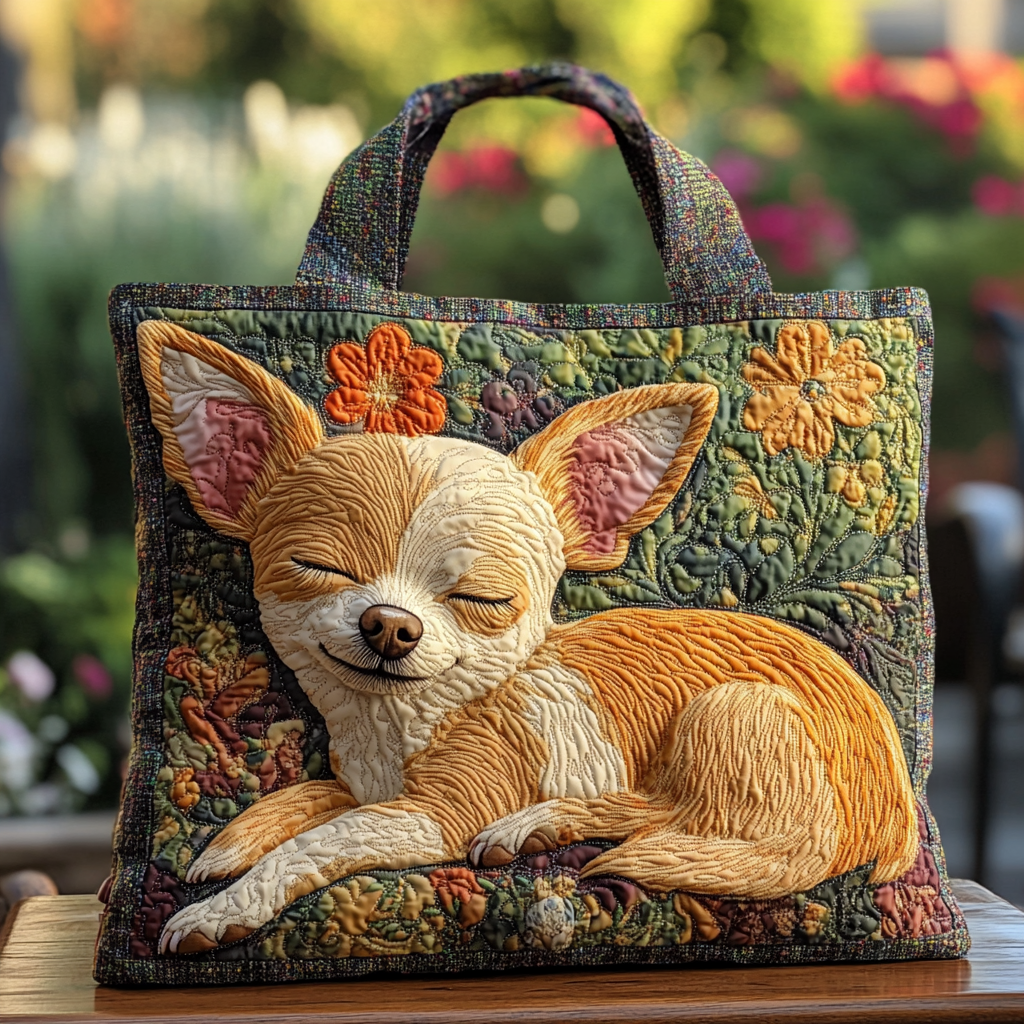 Chihuahua Night Quilted Tote Bag Dog Owners Gifts Birthday Ideas