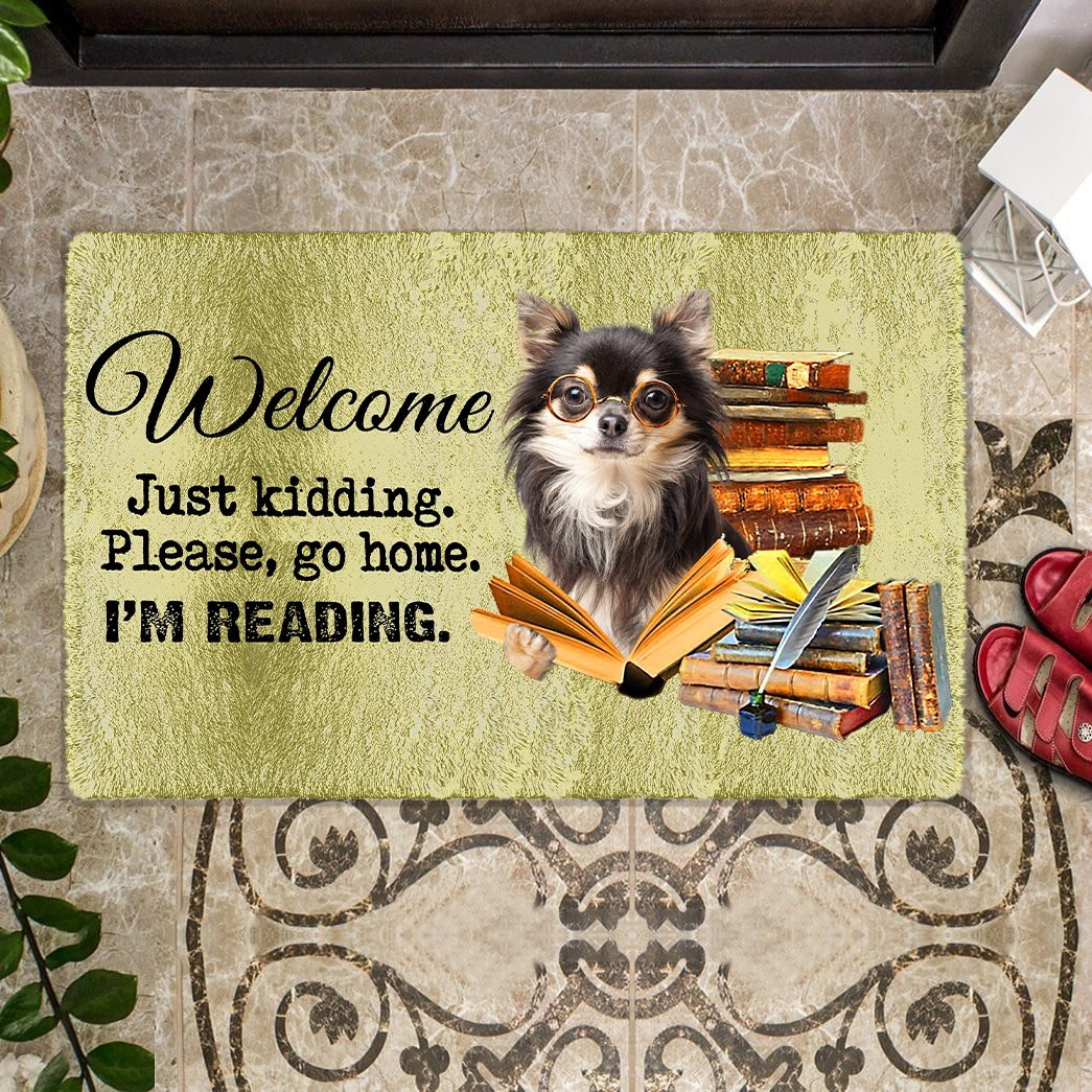 Chihuahua Please Go Home I'M Reading Doormat Front Entryway Ideas Cool Gifts For Dog Lovers