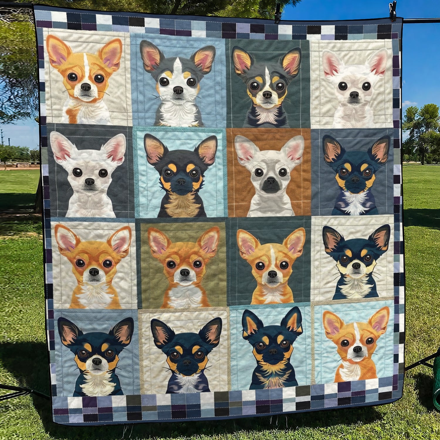 Chihuahua Portraits Quilted Blanket Gifts For Dog Lovers