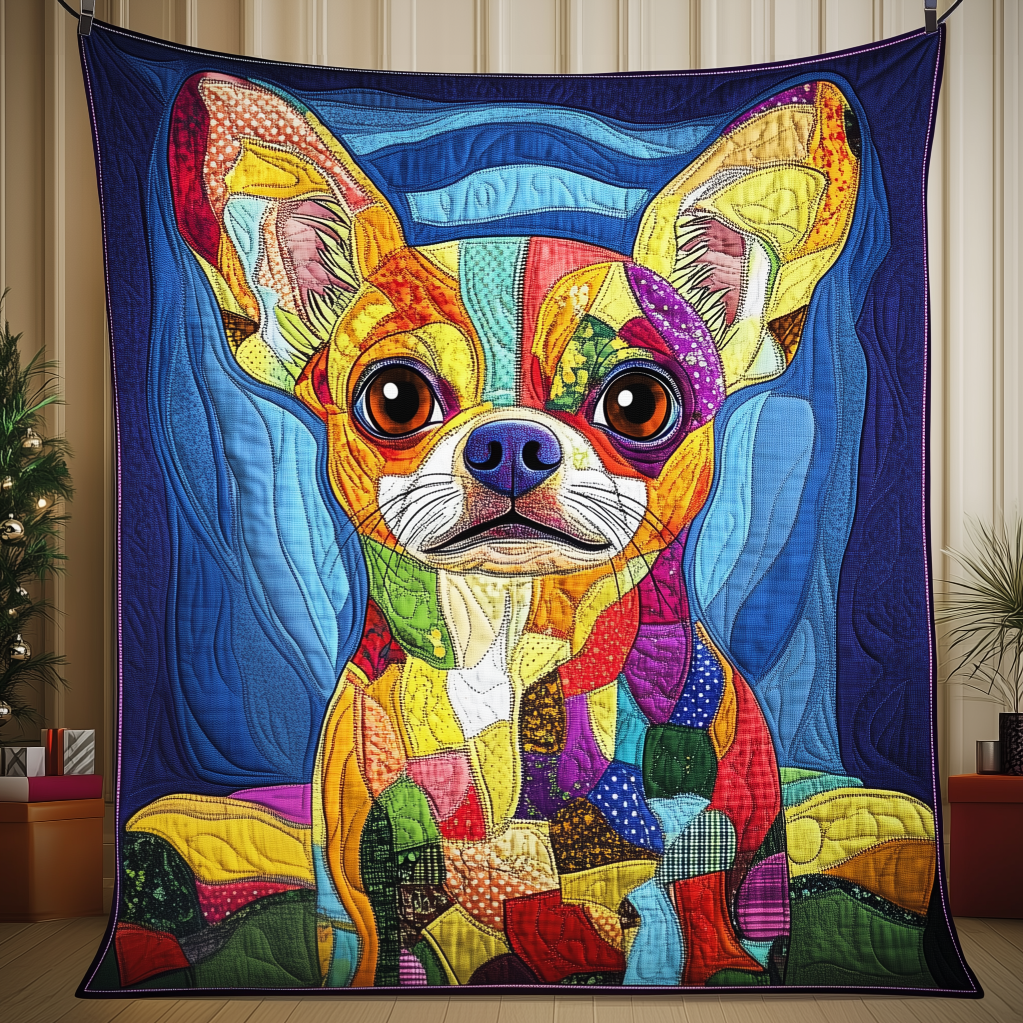 Chihuahua Quilted Blanket Christmas Quilted Blanket Christmas Gifts For Mom