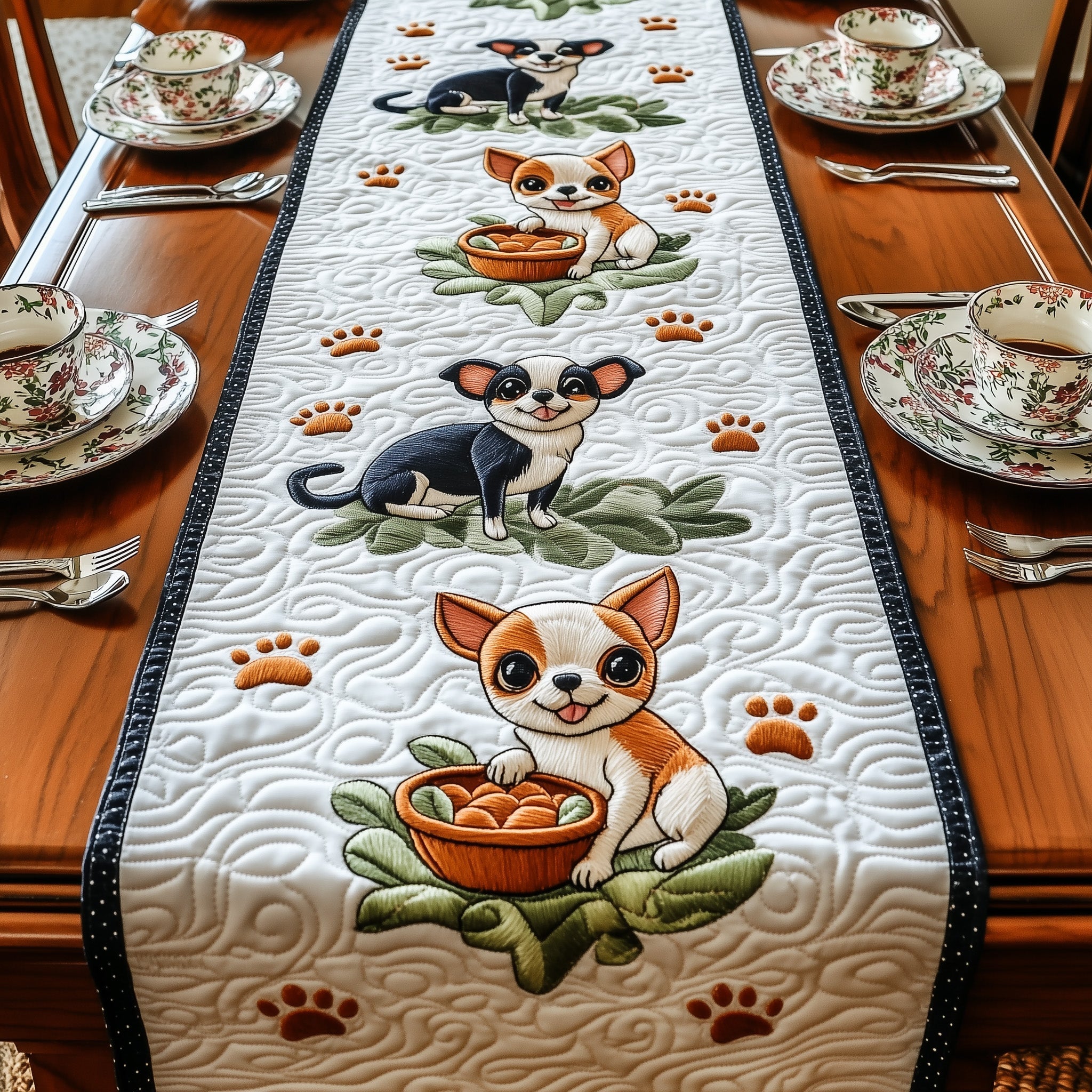 Chihuahua Quilted Table Runner Christmas Table Runner Gift Idea