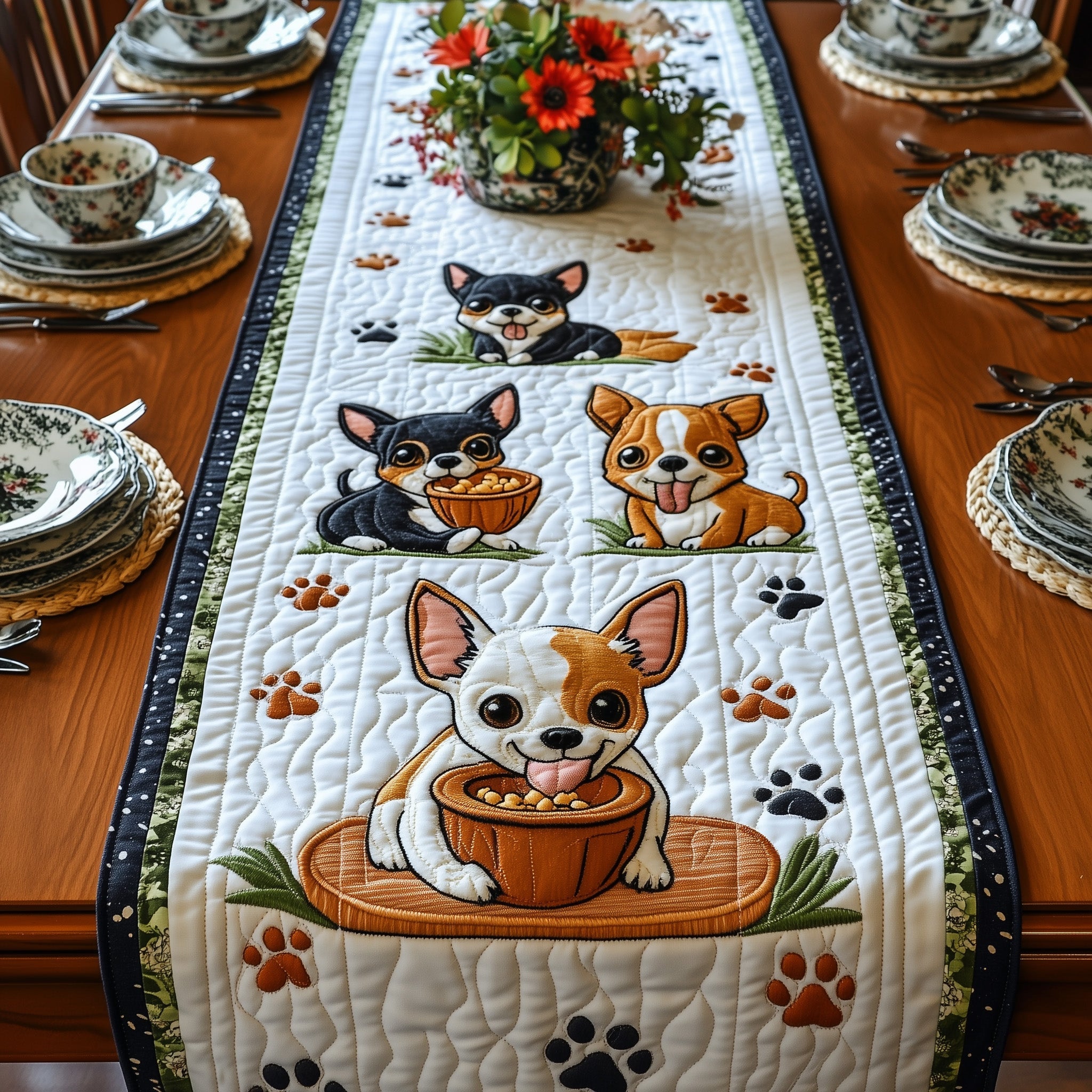 Chihuahua Quilted Table Runner Special Occasion Table Runner Gift