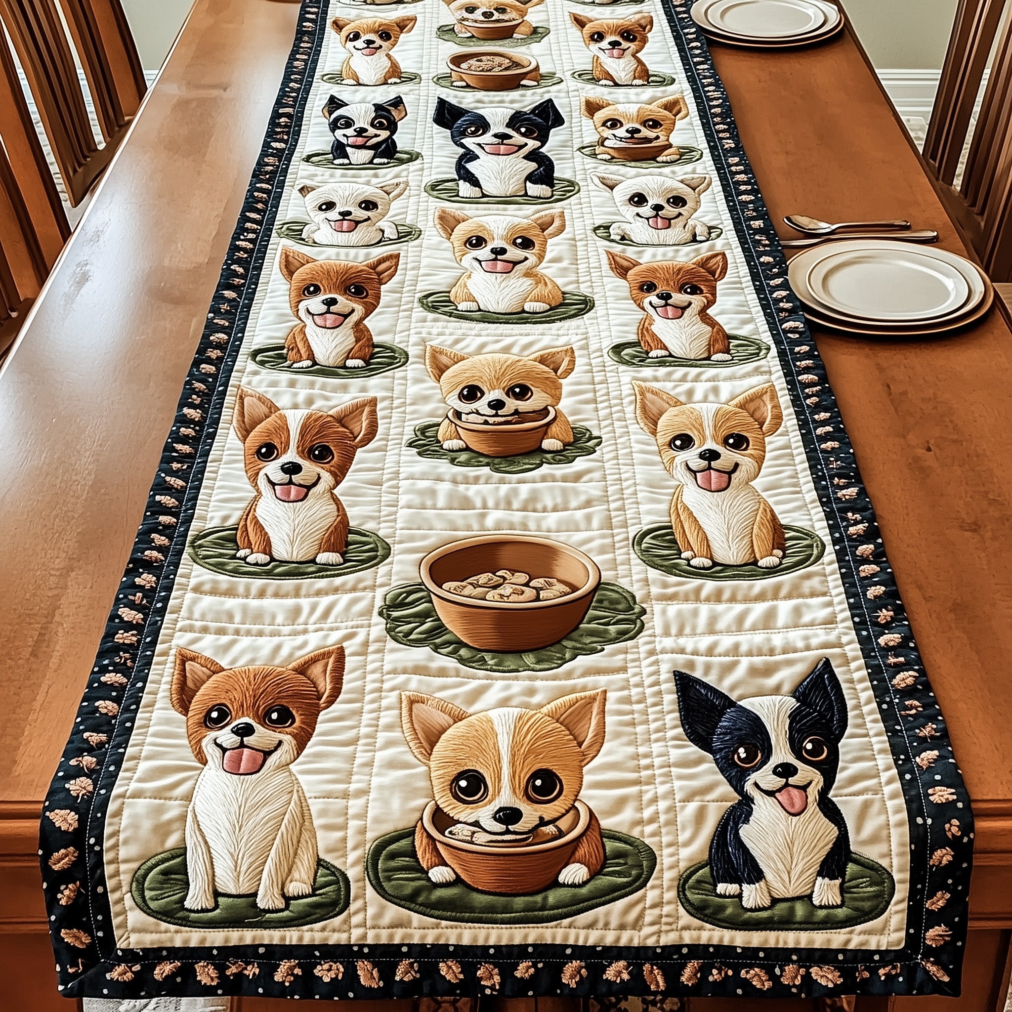 Chihuahua Quilted Table Runner Table Runner for Christmas Decor