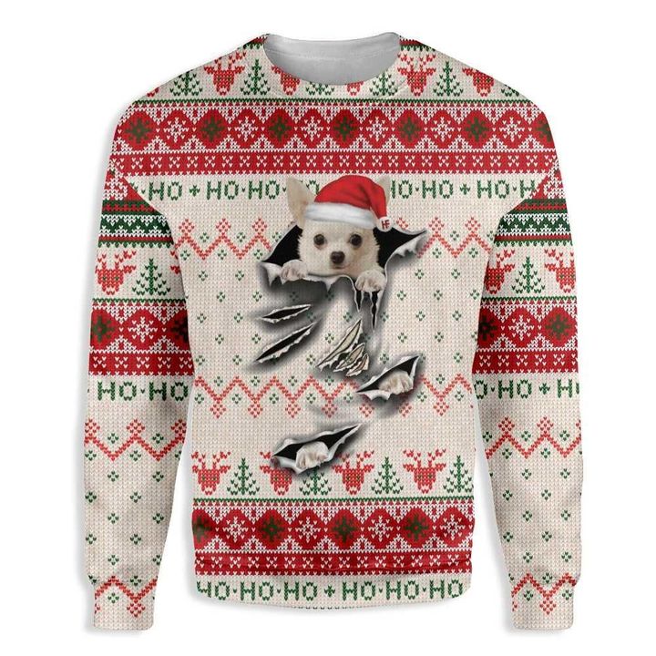 Chihuahua Scratch Ho Ho Ugly Christmas Sweater Cute Xmas Apparel For Chihuahua Lovers
