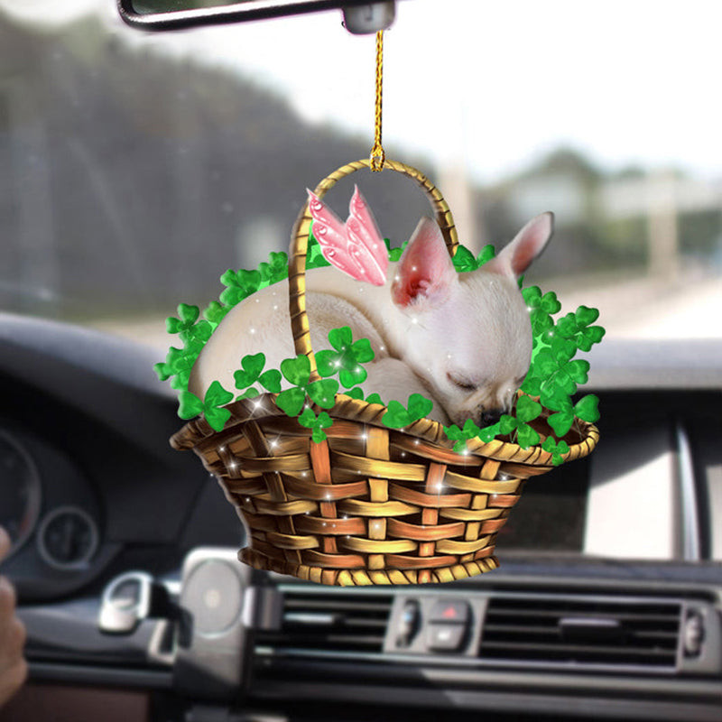 Chihuahua Sleeping Lucky Fairy Two Sided Ornament Car Accessories For Dog Lovers