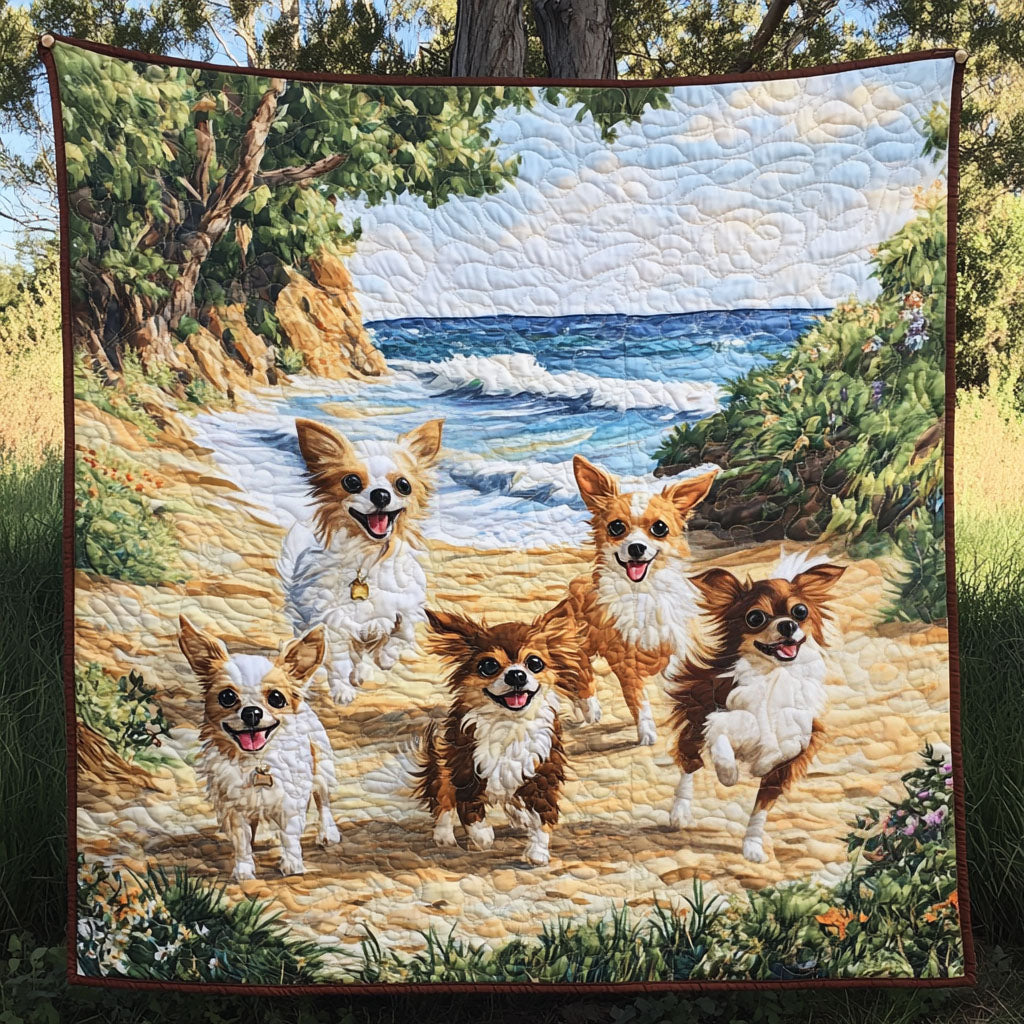 Chihuahua Surf Quilted Blanket Best Couch Throw Blanket Gifts For Chihuahua Owners