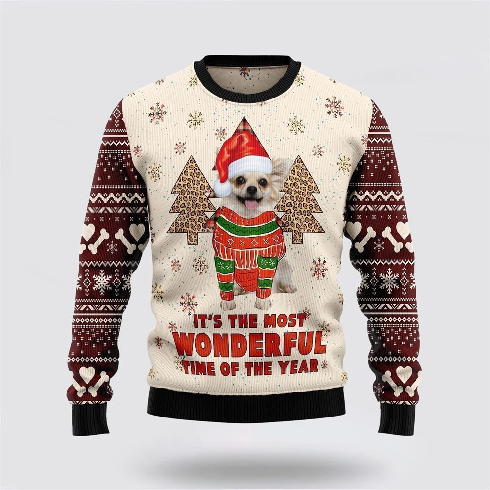 Chihuahua The Most Beautiful Time Ugly Christmas Sweater Christmas Gift For Dog Love Christmas Gift Idea