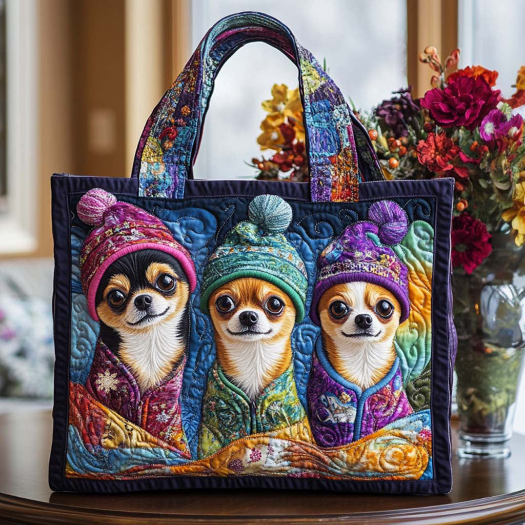 Chihuahua Trio Quilted Tote Bag Animal Lovers Presents