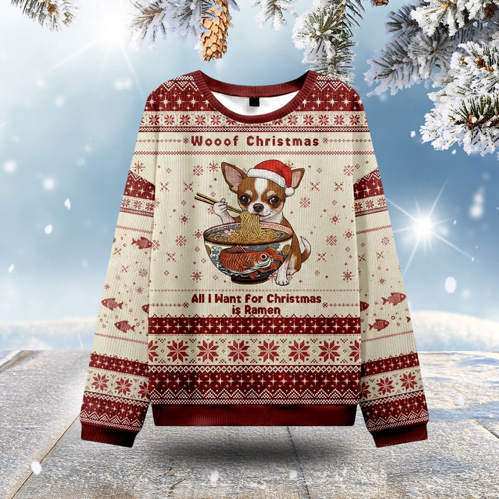 Chihuahua Woof Christmas Christmas Ugly Sweater Animal Themed Dog Lovers Christmas Gifts