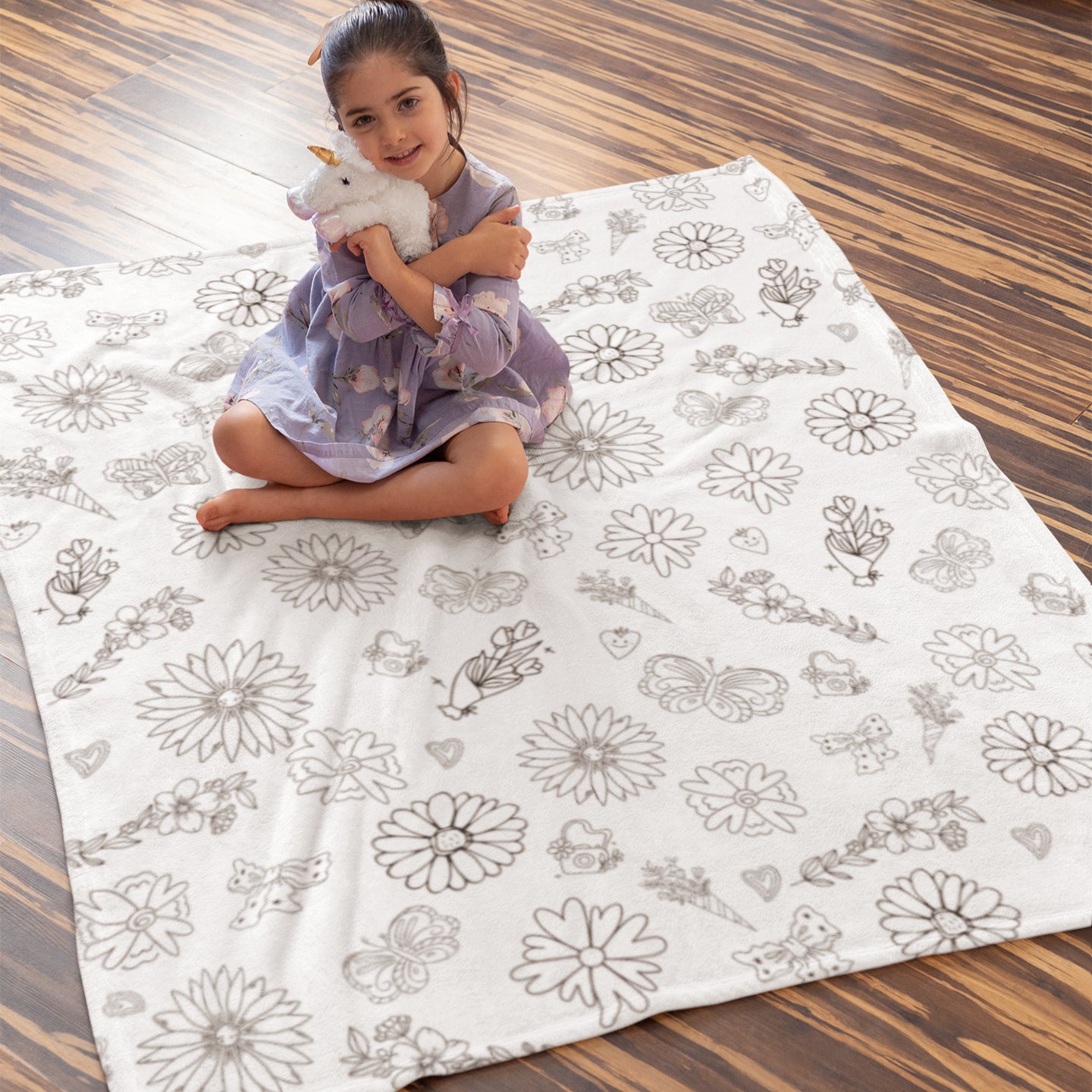 Children's Coloring Flower And Plant Blanket- Gifts for Kids Children's Coloring Flower And Plant Blanket- Gifts for Kids