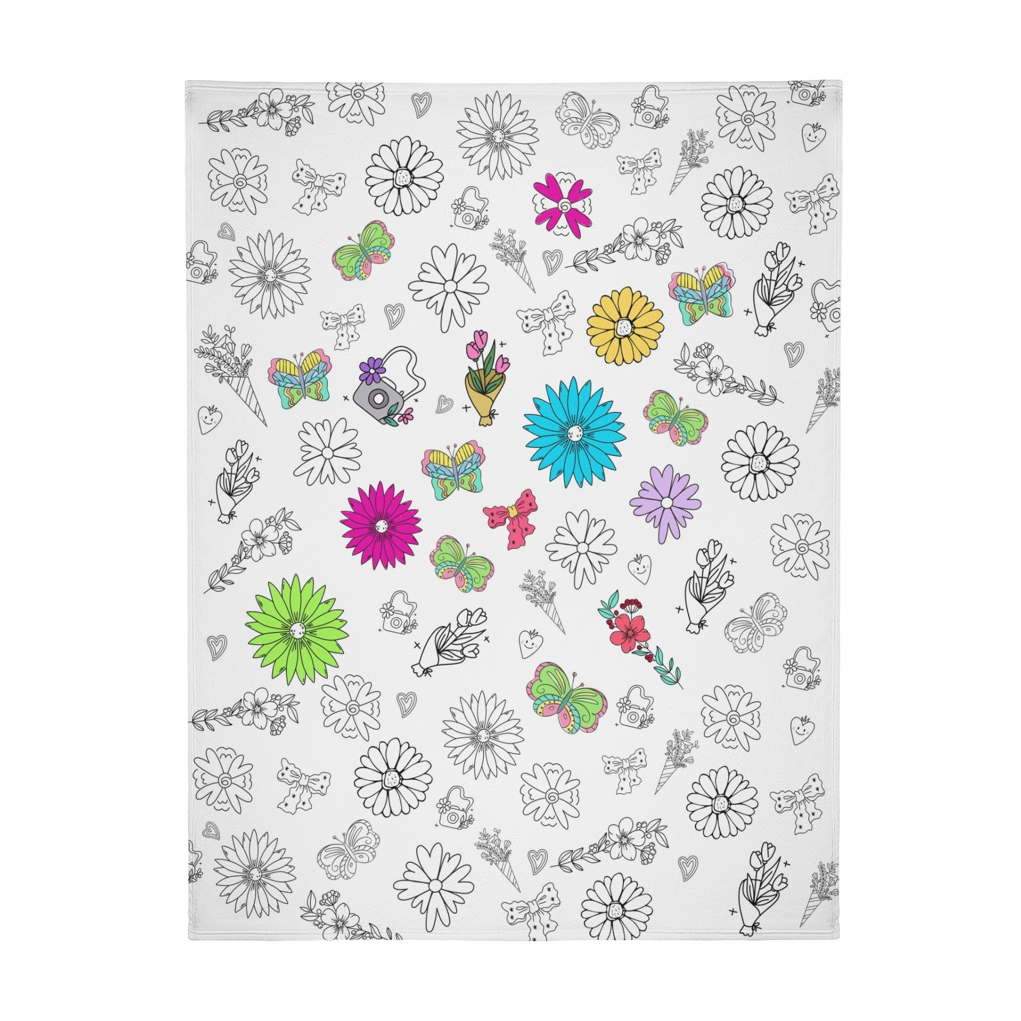 Children's Coloring Flower And Plant Blanket- Gifts for Kids Children's Coloring Flower And Plant Blanket- Gifts for Kids