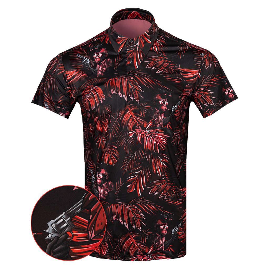 Chill Chimp Red Polo Shirt Tactical Aloha Polo Shirt Birthday Gift For Gun Lovers