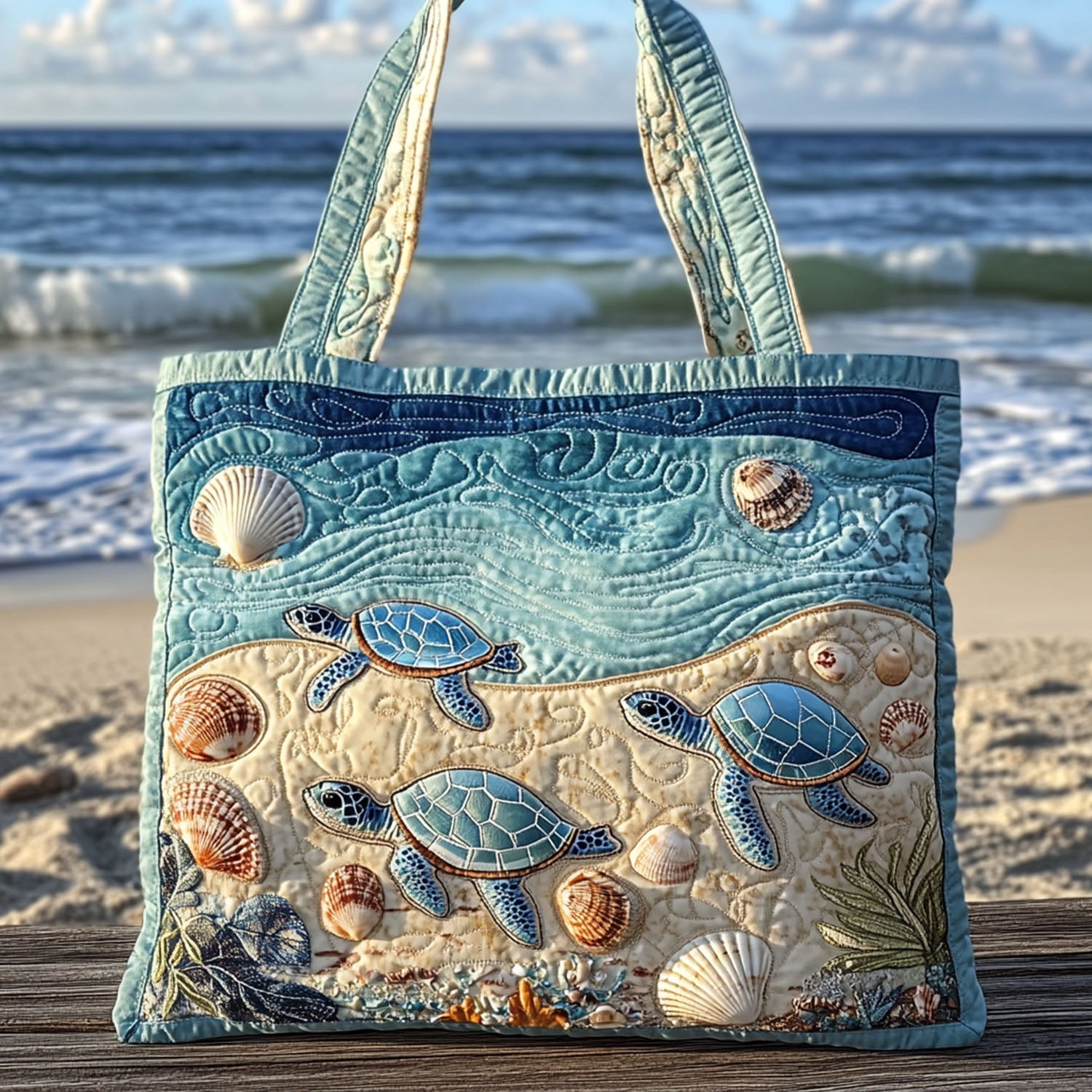 Chill Shell Quilted Tote Bag Gift For Ocean Lover