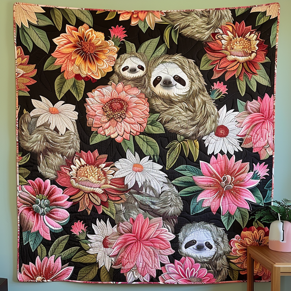 Chill Sloth Quilted Blanket Gifts For Sloth Lovers