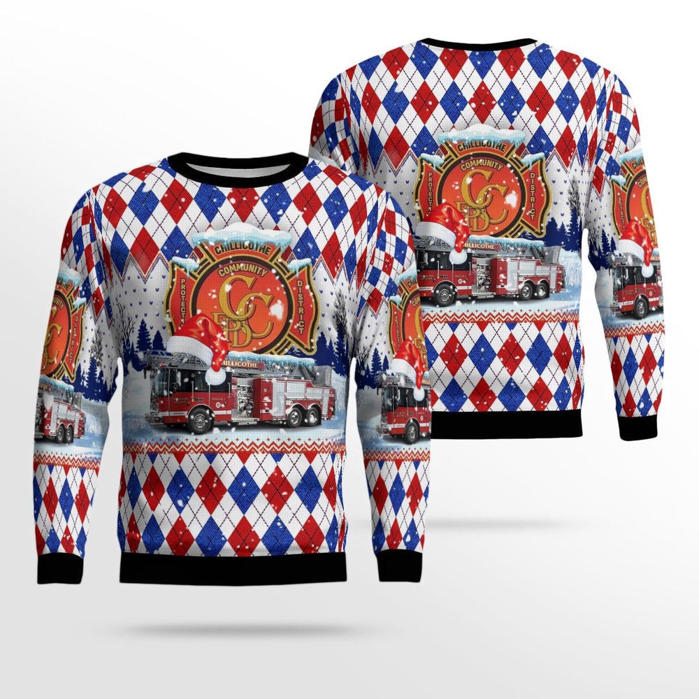 Chillicothe Community Fire Protection District Chillicothe Illinois Christmas AOP Ugly Sweater Xmas Unisex Sweater Christmas Gifts For Men Women