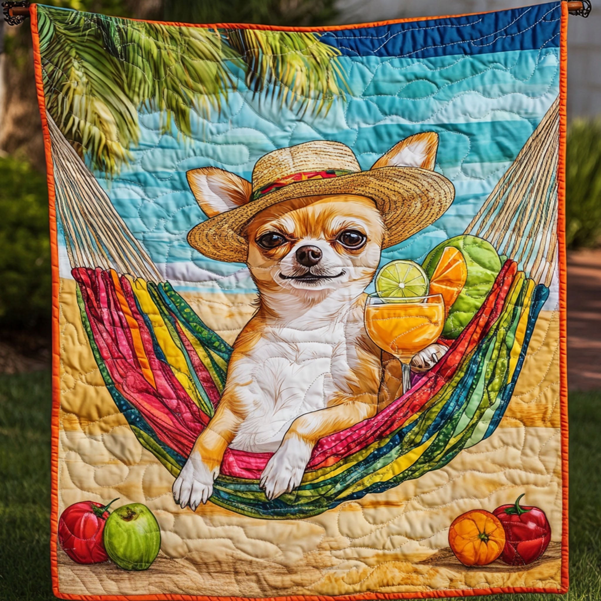 Chillin Time Quilted Blanket Sofa Couch Throw Blanket Chihuahua Christmas Gifts