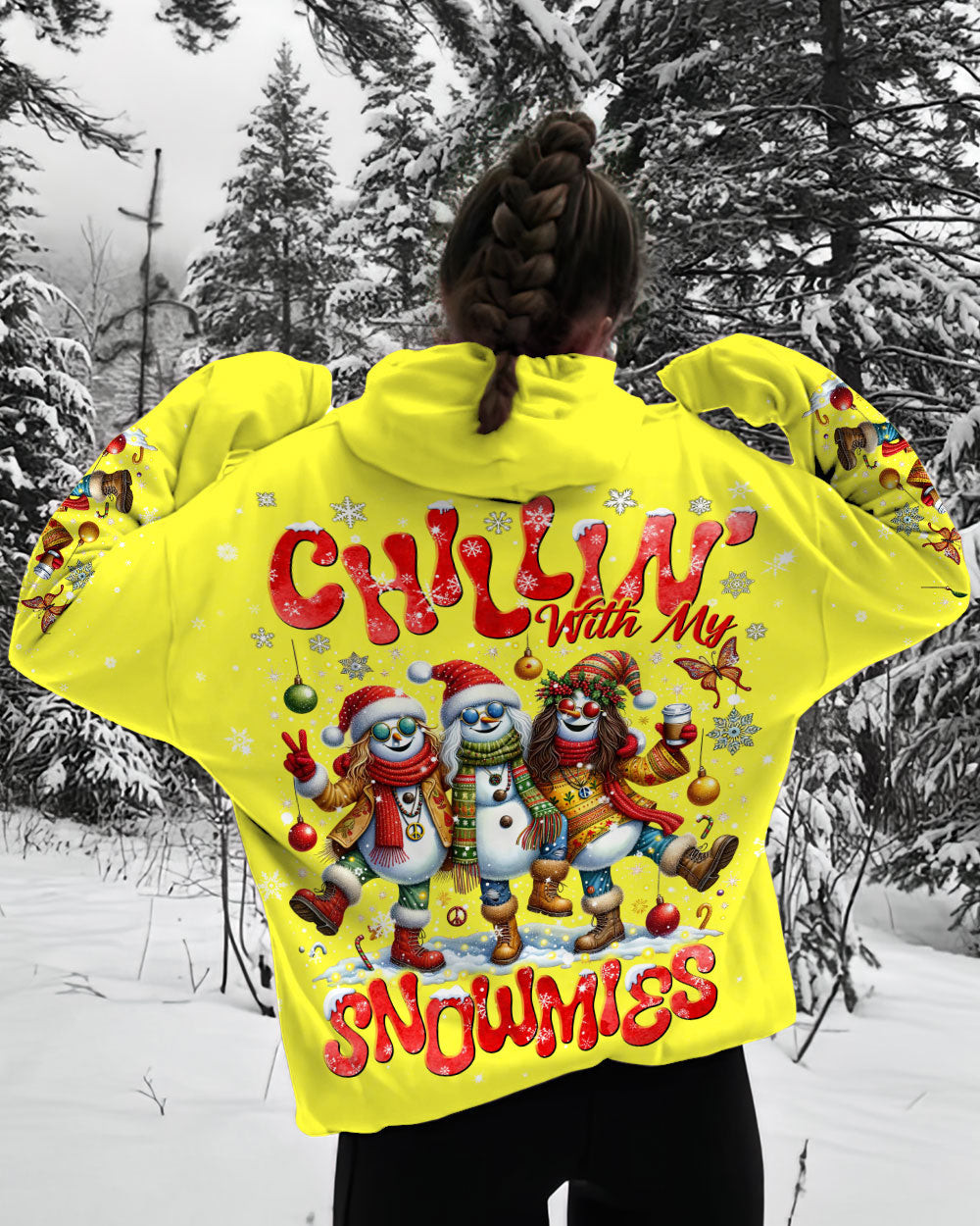 Chillin' With My Snowmies Christmas Hoodie Friend Matching Pullover Xmas Presents