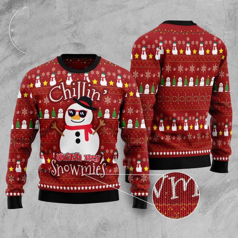 Chillin With My Snowmies Funny Ugly Christmas Sweater Funny Ugly Christmas Sweater Xmas Gifts