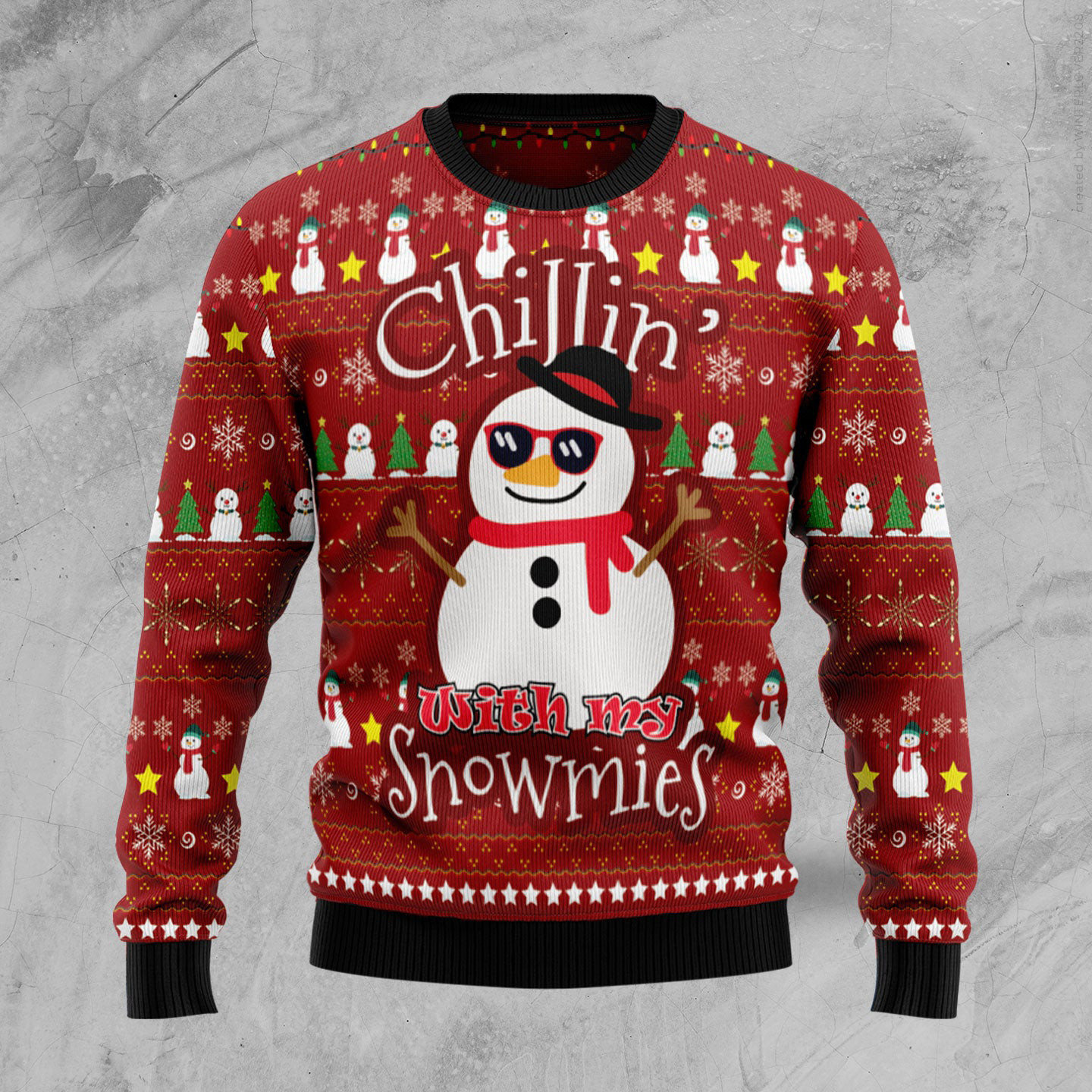 Chillin With My Snowmies Ugly Christmas Sweater Festive Clothing Snowman Lover Xmas Gifts