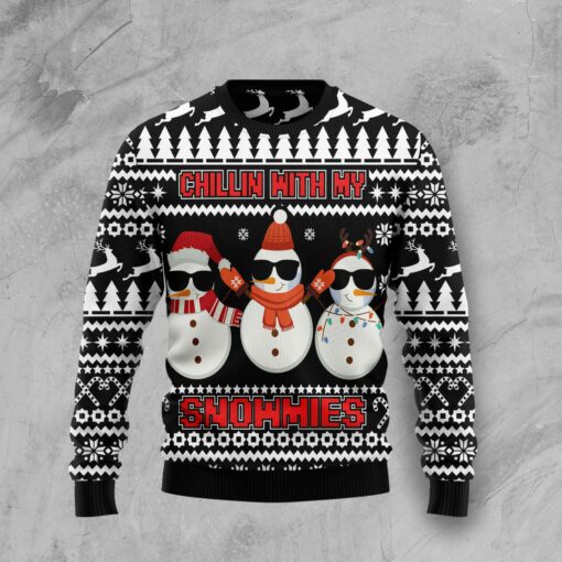 Chillin With My Snowmies Ugly Christmas Sweater Great Xmas Holiday Jumper Gifts For Mom