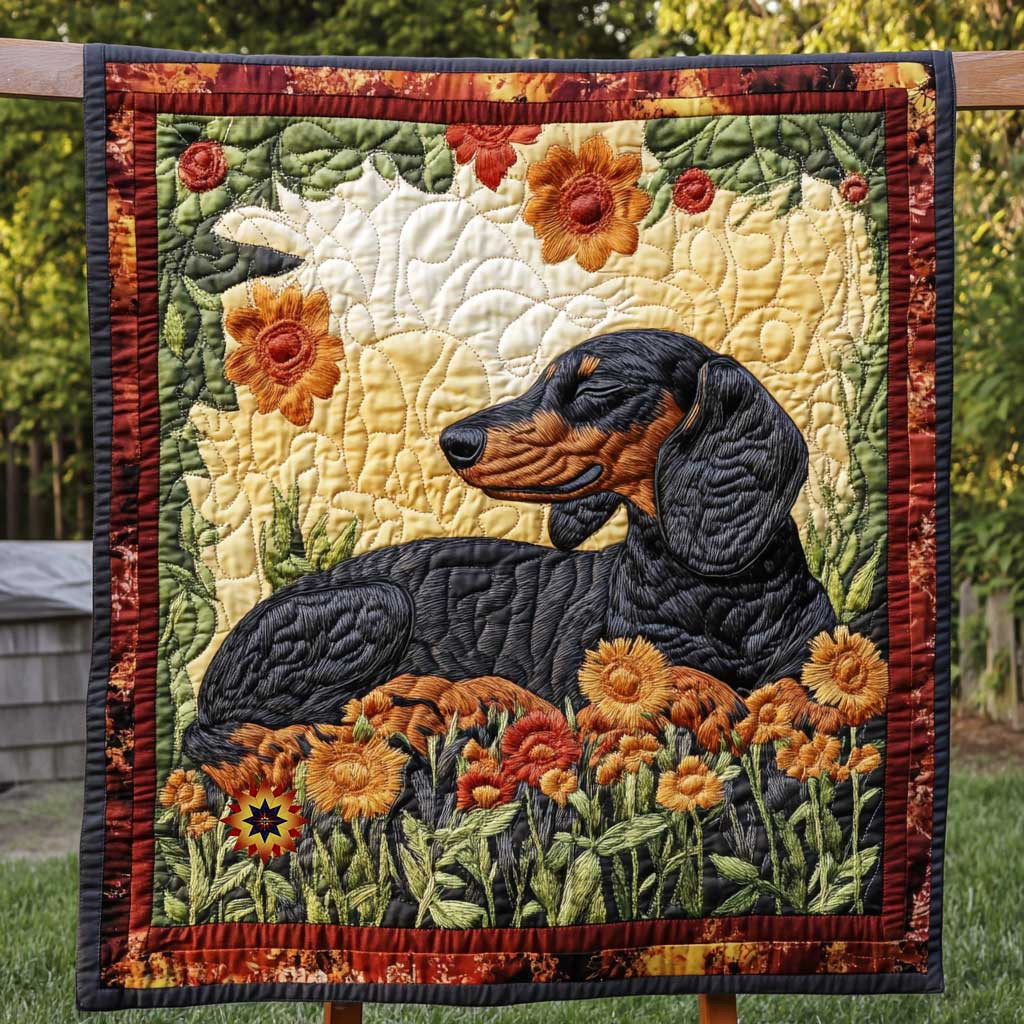 Chilling Garden Dachshund Quilt Blanket King Size Throw Blanket Best Father's Day Gifts For Dad