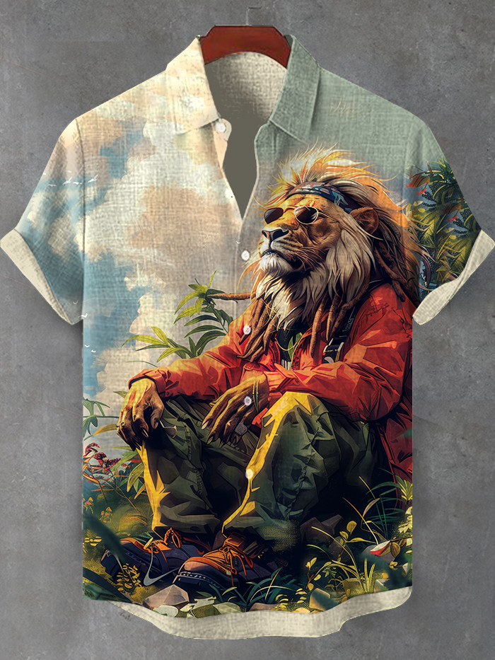 Chilling Reggae Soul Lion Nature Print Hawaiian Shirt Good Gifts For Boyfriend