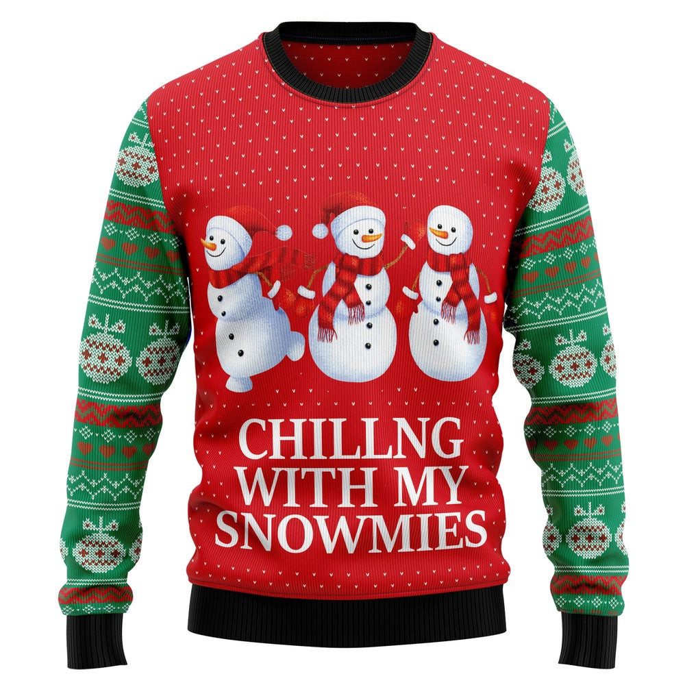 Chilling With My Snowmies Ugly Christmas Sweater Gift For Christmas