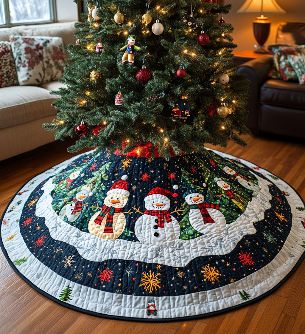 Chimney Charm Quilted Christmas Tree Skirt Winter Home Decor Snowman Lover Christmas Gifts