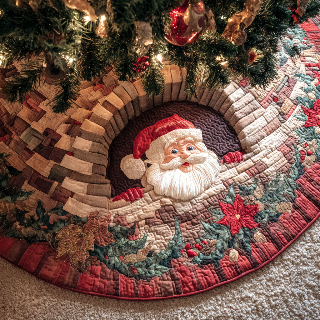 Chimney Glow Christmas Quilted Tree Skirt Holiday Decor Christmas Gifts For Santa Claus Lover