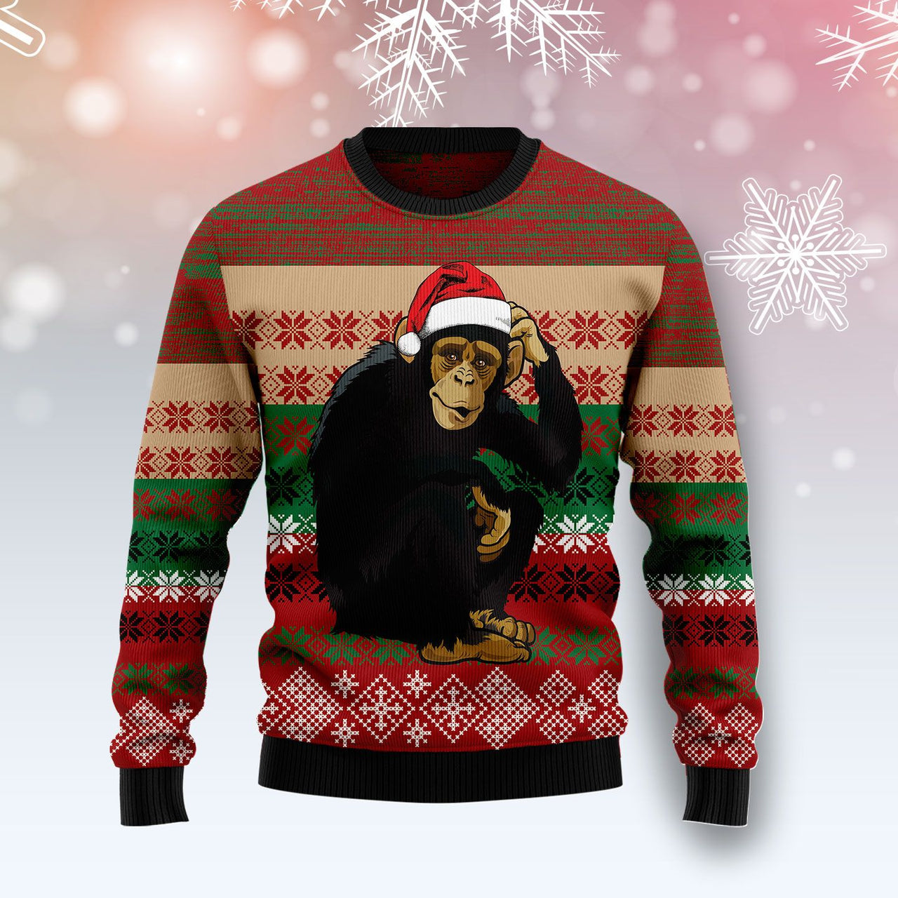 Chimpanzee Ugly Christmas Sweater Funny Monkey Clothing Christmas Holiday Gifts For Her