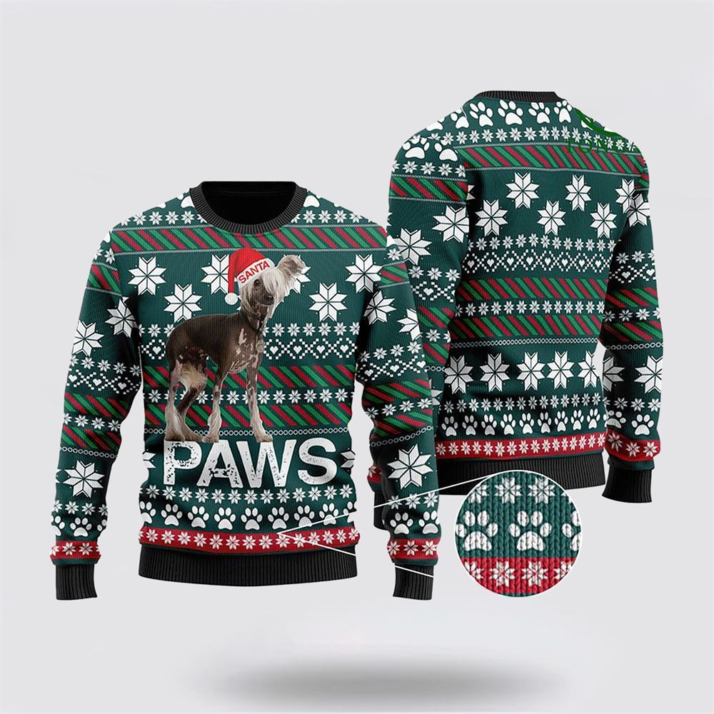 Chinese Crested Santa Printed Christmas Ugly Sweater Christmas Gift For Dog Love Christmas Gift Idea