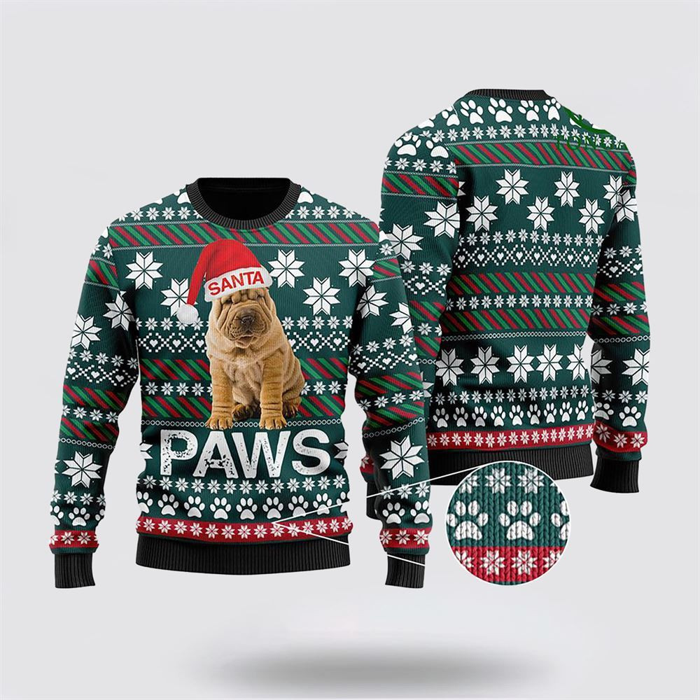 Chinese Shar-Pei Santa Printed Christmas Ugly Sweater Christmas Gift For Dog Love Christmas Gift Idea