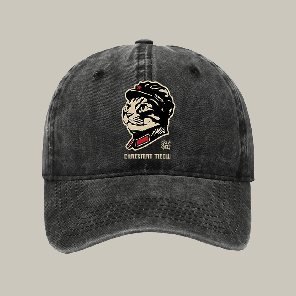 Chinese Spirit Cat Washed Cap Cool Baseball Caps Best Cat Gifts For Christmas