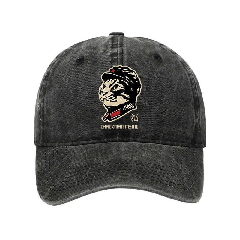 Chinese Spirit Cat Washed Hat Animal Themed Stylish Hat Cat Gifts For Christmas