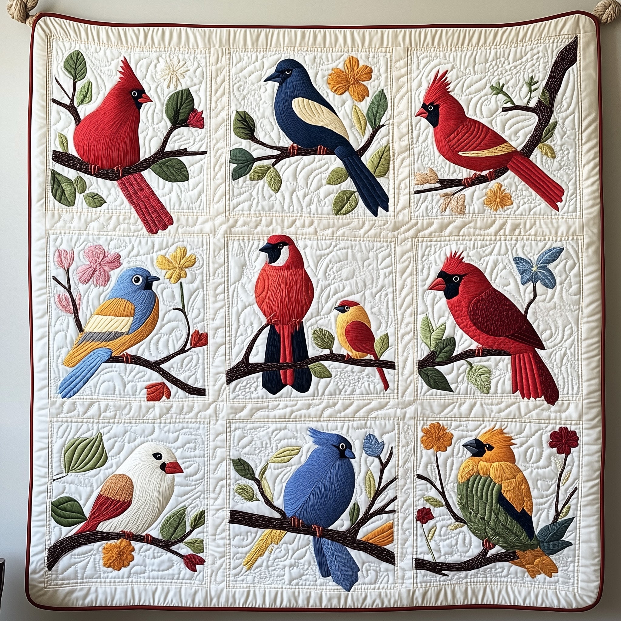 Chirping into Spring Quilted Blanket Sofa Throw BlanketBest Gifts For Birders