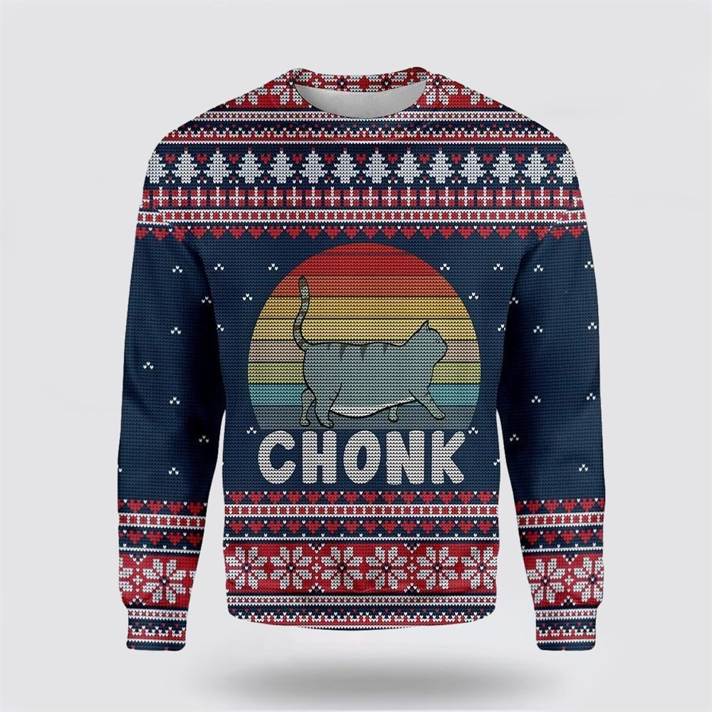 Chonk Cat Ugly Christmas Sweater Christmas Gift For Cat Love Christmas Present Ideas