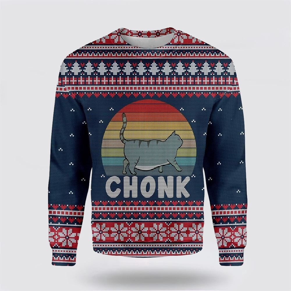 Chonk Cat Ugly Christmas Sweater Christmas Unisex Sweater Funny Christmas Sweater